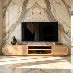 Solid Wood TV Stand Storage Media Console Organic Modern Entertainment Unit