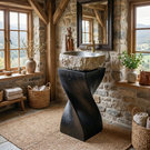 Twisted Solid Wood Pedestal Bathroom Sink Stand