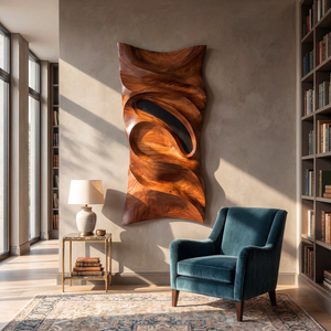 Sculpted Horizon Organic Wooden Wall Sculpture Contemporary Abstract Art Panel