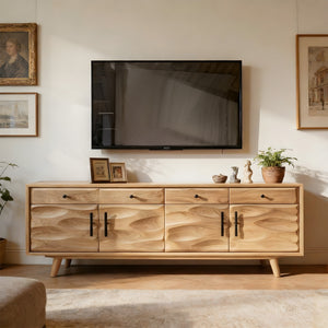 Solid Wood Sculpted Media Console for Modern Living