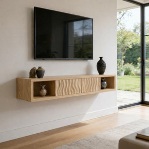 Luxury Sculptural Solid Wood Floating TV Console