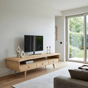 Live Edge Solid Wood TV Console with Sculpted Frame
