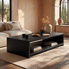 Solid Wood Coffee Table with Clean Open Shelf Design