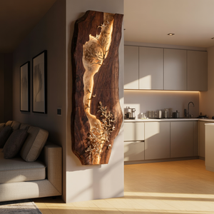 Live Edge Solid Wood Wall Sculpture with Organic Inlay