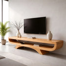 Curved Solid Wood Floating TV Console for Minimalist Interiors