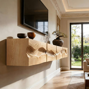 Artisan Sculpted Solid Wood Floating TV Console
