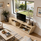 Angled Solid Wood Media Console in Organic Modern Style