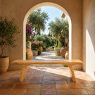 Minimalist Solid Wood Bench with Sculpted Organic Base