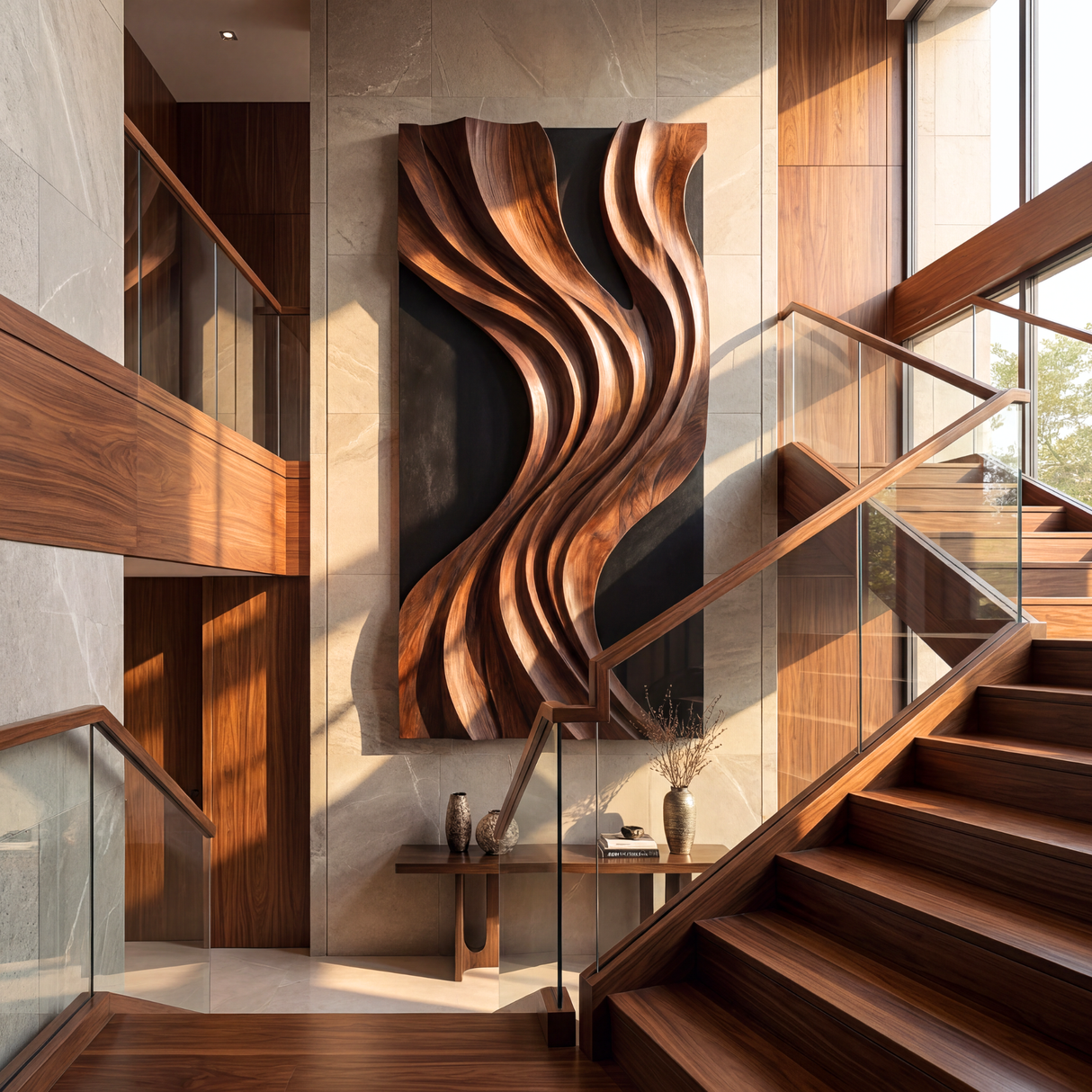 Vertical Wooden Wall Art Luxury Organic Abstract Sculpture