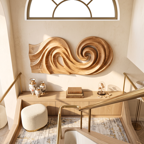 Double Spiral Flow Wood Wall Sculpture