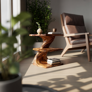 Organic Modern Solid Wood Z Accent Table