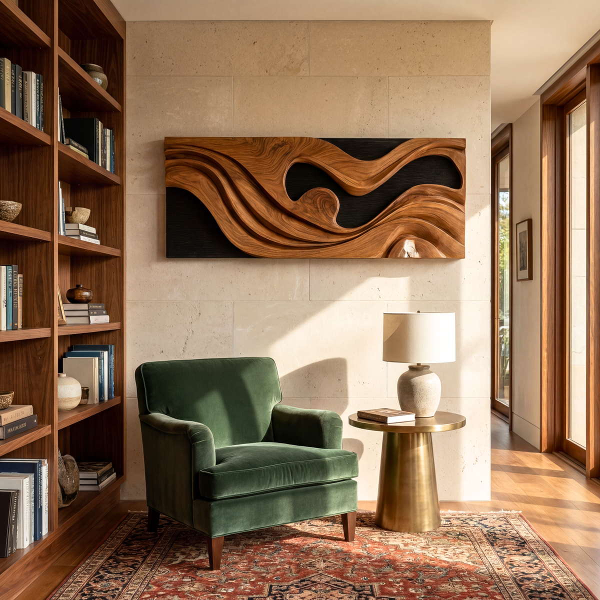 Organic Wooden Wall Art Panel Contemporary Abstract Sculpture