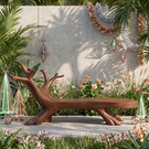 Tree Branch Solid Wood Garden Bench with Sculptural Root Base