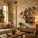 Wave Inspired Solid Wood Wine Rack Wall Shelf
