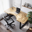 Live Edge Solid Wood Desk with Metal Legs
