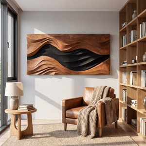 Sculpted Horizon Layered Wooden Wall Art Modern Organic Abstract Sculpture