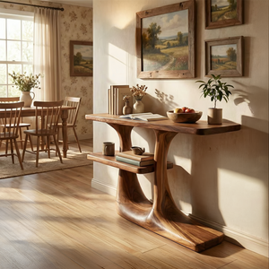 Sculptural Solid Wood Console Table for Modern Entryway