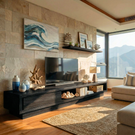 Solid Wood TV Cabinet with Open Shelf Storage for Modern Living Rooms