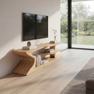 Sculptural Live Edge Wood TV Stand with Flowing Base
