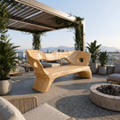 Sculptural Solid Wood Bench with Organic Carved Form