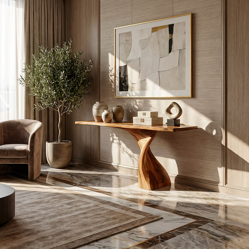 Twisted Solid Wood Console Table for Modern Entryway Decor