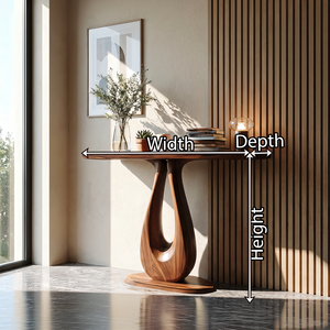 Sculptural Solid Wood Console Table with U-Shaped Pedestal Base