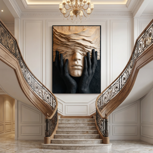 Organic Wood Wall Sculpture with Hidden Face