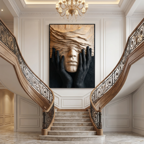 Organic Wood Wall Sculpture with Hidden Face