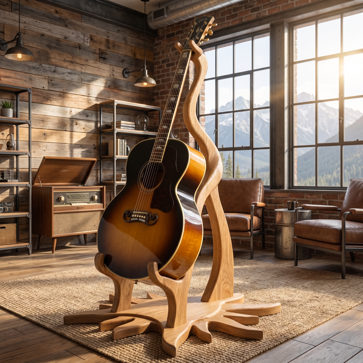 Freeform Guitar Holder Handmade Sculptural Instrument Stand