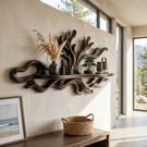Organic Solid Wood Wave Crest Wall Shelf for Coastal Interiors