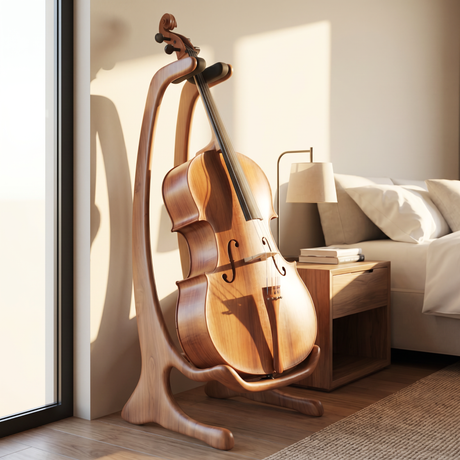 Handmade Wooden Guitar Holder Artistic Sculptural Floor Stand For Instruments