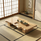 Solid Wood Live Edge Tea Table for Zen Tatami and Japandi Spaces