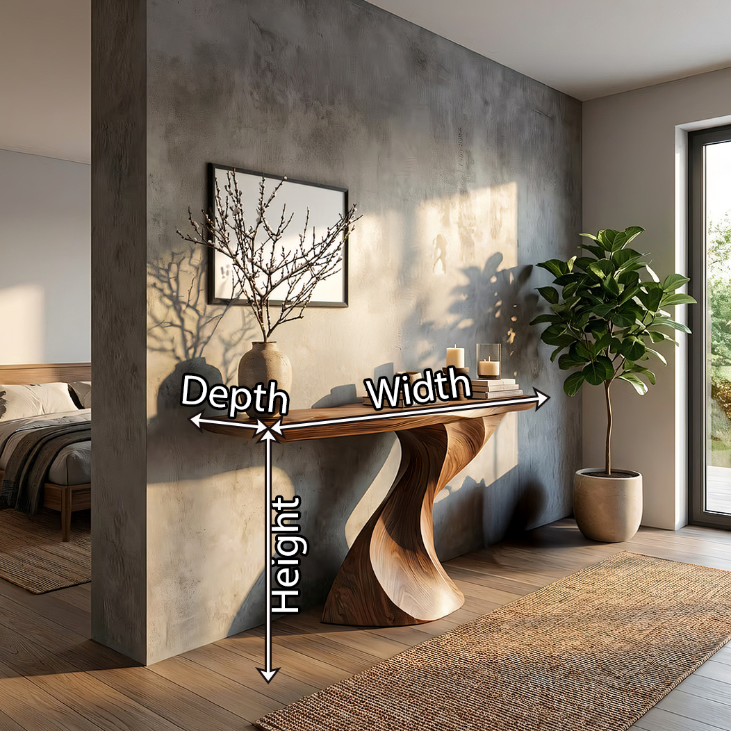 Sculpted Twist Solid Wood Console Table – Modern Organic Design