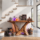 Organic Solid Wood Console Table with Sculptural Root Base