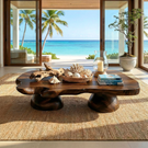 Solid Wood Organic Coffee Table for Japandi and Tea Room Interiors