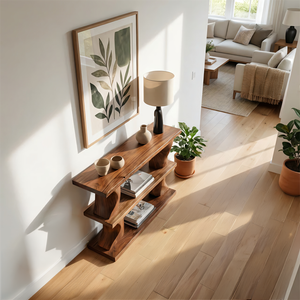Solid Wood Console Table with Curved Sculptural Legs