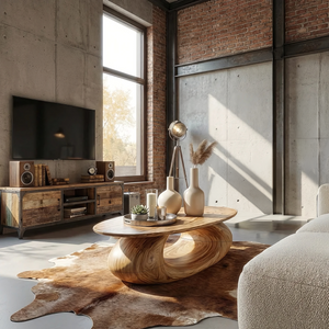 Organic Sculpted Wood Coffee Table Modern Art Base