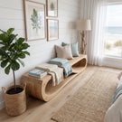Modern Sculptural Solid Wood Bench Organic Minimalist Handmade Seating