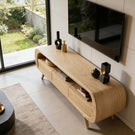 Organic Modern Solid Wood Media Console with Rounded Edges