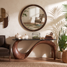 Sculptural Solid Wood Console Table with Flowing Arch Base