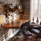 Live Edge Solid Wood Floating Desk with Organic Wall Mounted Design