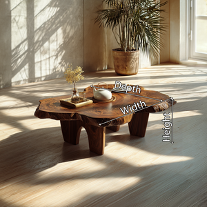 Rustic Live Edge Solid Wood Coffee Table for Loft