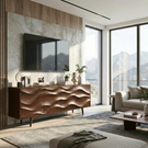 Sculptural Solid Wood TV Cabinet for Modern Interiors