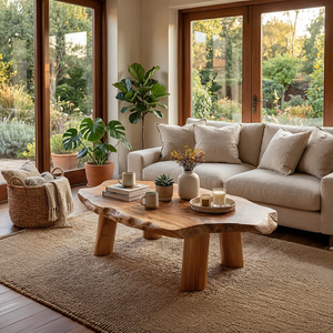 Natural Live Edge Wood Coffee Table Rustic Modern
