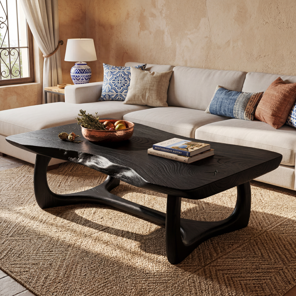 Organic Solid Wood Coffee Table with Natural Edge Detail