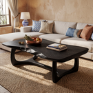 Organic Solid Wood Coffee Table with Natural Edge Detail