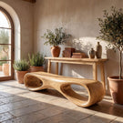Sculptural Solid Wood Bench with Organic Hollow Design