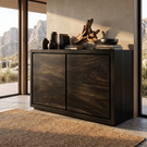 Solid Wood Minimal Sideboard Cabinet with Continuous Grain Doors