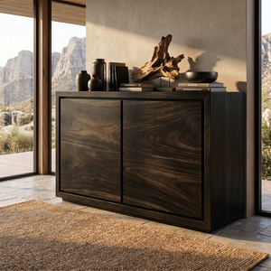 Solid Wood Minimal Sideboard Cabinet with Continuous Grain Doors