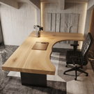 Live Edge Solid Wood Desk with Sculptural Cutout Design